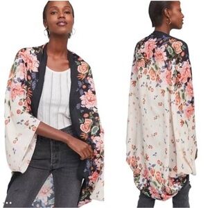 Anthropologie Akemi + Kin Gardener Bohemian Floral Kimono Open Front SZ OS